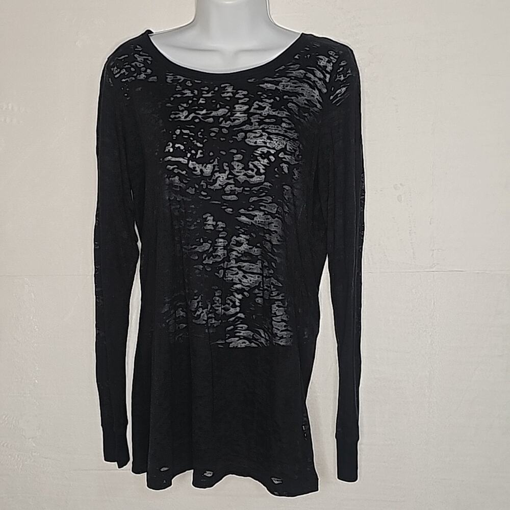 Women's Whimsigoth Black Sheer Long Sleeve Top